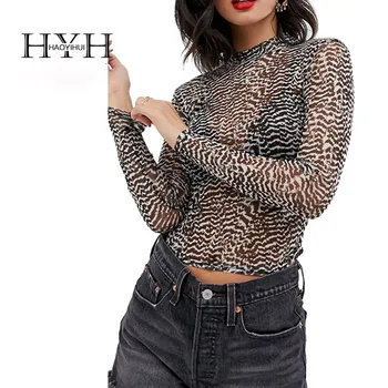 HYH Haoyihui Hot Summer Sexy Zebra Pattern Perspective Tops 2019 New Print Full Sleeve Mesh Women T-shirt 
HYH Haoyihui Hot Summer Sexy Zebra Pattern Perspective Tops 2019 New Print Full Sleeve Mesh Women T-shirt