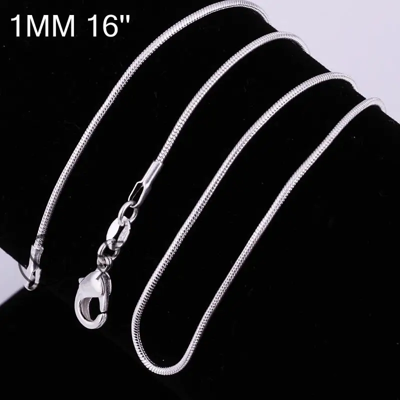 925 Stamped Silver Plated Snake Necklace 1mm 16/18/20/22/24 inch silver snake chain Collar de Prata Free Shipping
925 Stamped Silver Plated Snake Necklace 1mm 16/18/20/22/24 inch silver snake chain Collar de Prata Free Shipping