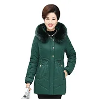 Winter-Warm-Cotton-Jacket-Mother-Clothing-Plus-Size-Hooded-Fur-Collar-Women-Coats-Solid-Color-Casual