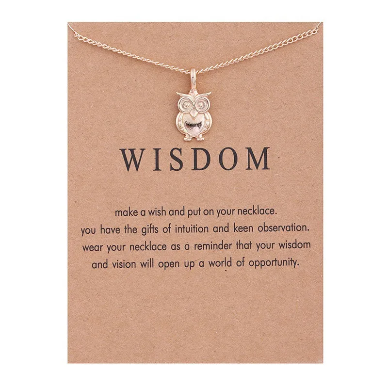 Animal Card Hot Gold-color Message Wisdom Owl Alloy Clavicle Necklaces Pendant Chocker Necklace Friends Gift for Women
Animal Card Hot Gold-color Message Wisdom Owl Alloy Clavicle Necklaces Pendant Chocker Necklace Friends Gift for Women