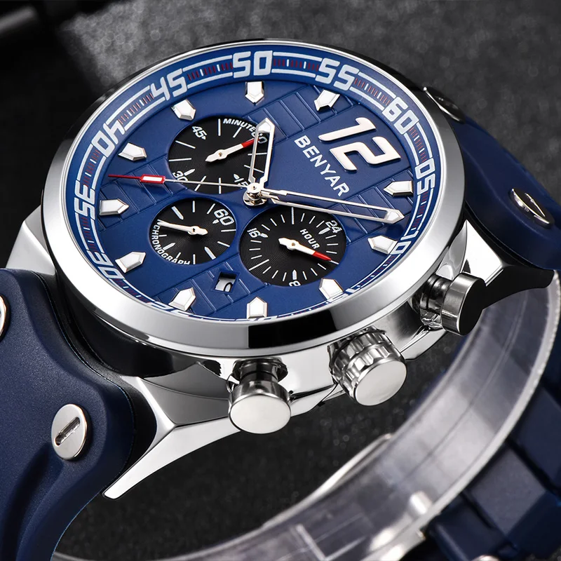 BENYAR Men's Waterproof Watches Luxury Chronograph Quartz Clock Men Date Military Watch Silicone Belt Casual Sports Wristwatch
BENYAR Men's Waterproof Watches Luxury Chronograph Quartz Clock Men Date Military Watch Silicone Belt Casual Sports Wristwatch