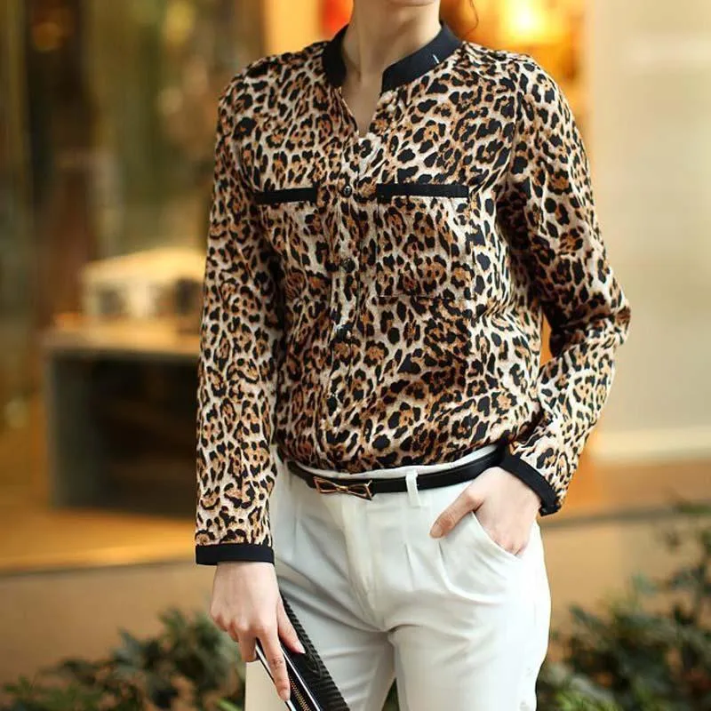 Women Blouse Leopard Print Shirt Long sleeve V -Neck Ladies top Loose Blouses Plus Size Chiffon Shirt Camisa Feminina plus size
Women Blouse Leopard Print Shirt Long sleeve V -Neck Ladies top Loose Blouses Plus Size Chiffon Shirt Camisa Feminina plus size