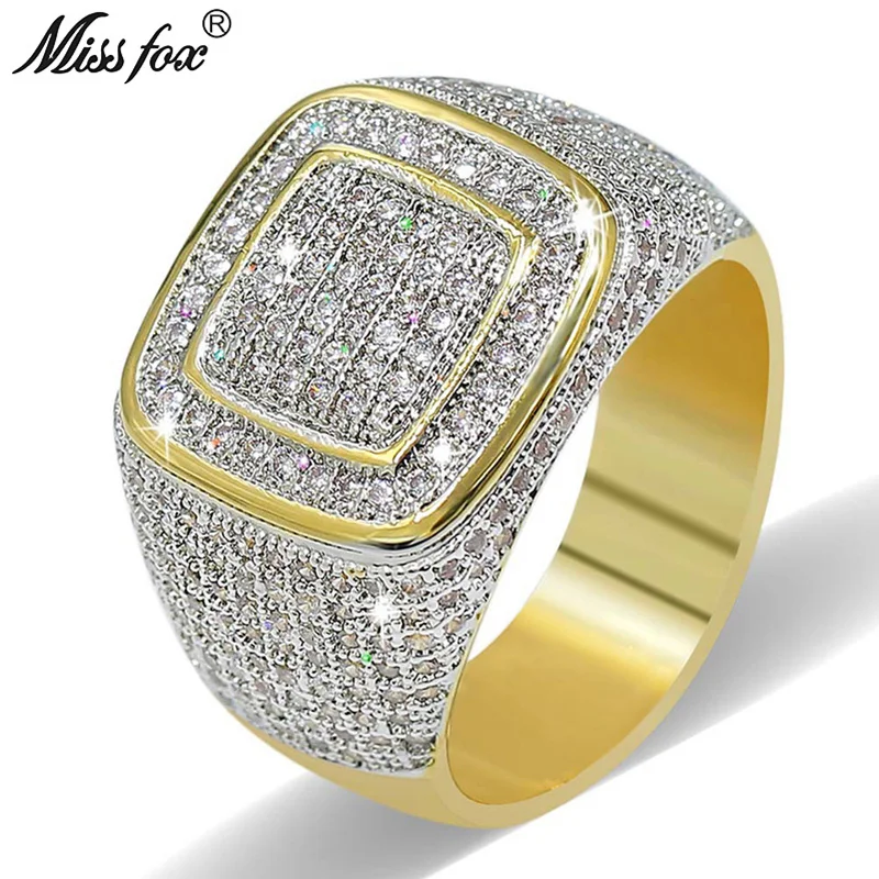 MISSFOX Hip Hop Men'S Ring 18k Real Gold Plated Cubic Zirconia Micro Pave Wedding Big Zircon Ring Valentine's Day Luxury Jewelry
MISSFOX Hip Hop Men'S Ring 18k Real Gold Plated Cubic Zirconia Micro Pave Wedding Big Zircon Ring Valentine's Day Luxury Jewelry