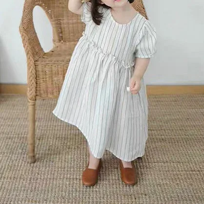 Korean Children Wear New 2019 Girl Striped Round Collar Short Sleeve Pure Cotton Dress Kids Loose Leisure Dress
Korean Children Wear New 2019 Girl Striped Round Collar Short Sleeve Pure Cotton Dress Kids Loose Leisure Dress