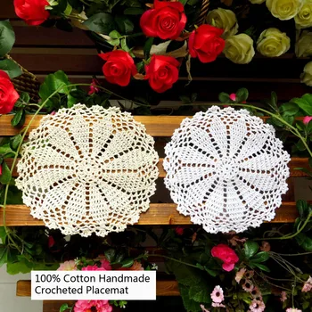 Set of 4 100% Handmade Crocheted Hollow Out Design 20CMx20CM Table Placemats 8'x8' Round Tabletop Decoration for Everyday Use
Set of 4 100% Handmade Crocheted Hollow Out Design 20CMx20CM Table Placemats 8'x8' Round Tabletop Decoration for Everyday Use