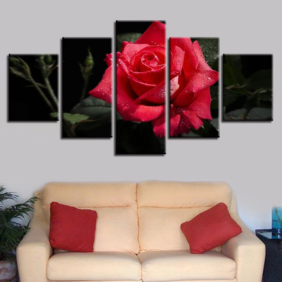 Modern Art HD Prints Pictures Poster 5 Pieces Red Rose Flower Modular Paintings Canvas Framework Decor For Living Room Home Wall
Modern Art HD Prints Pictures Poster 5 Pieces Red Rose Flower Modular Paintings Canvas Framework Decor For Living Room Home Wall