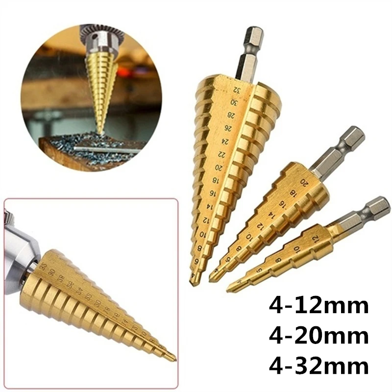 4-12mm/4-20mm/4-32mm High Speed Steel Drill Hexagonal Handle Step Drill HSS Steel Step Cone Drill
4-12mm/4-20mm/4-32mm High Speed Steel Drill Hexagonal Handle Step Drill HSS Steel Step Cone Drill