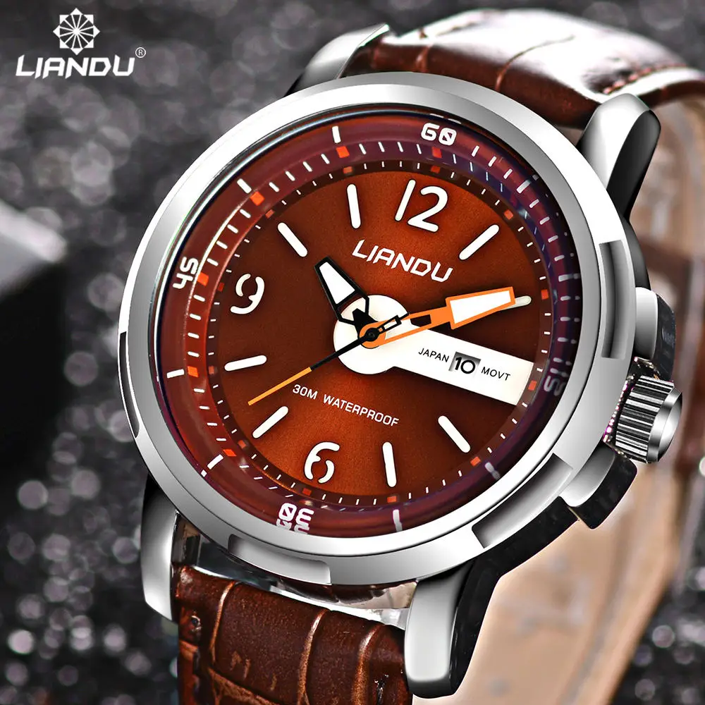LIANDU Brand Luxury Casual Mens Watches Military Quartz Sports Luminous Wristwatch Leather Strap Male Clock Student watch Gift
LIANDU Brand Luxury Casual Mens Watches Military Quartz Sports Luminous Wristwatch Leather Strap Male Clock Student watch Gift