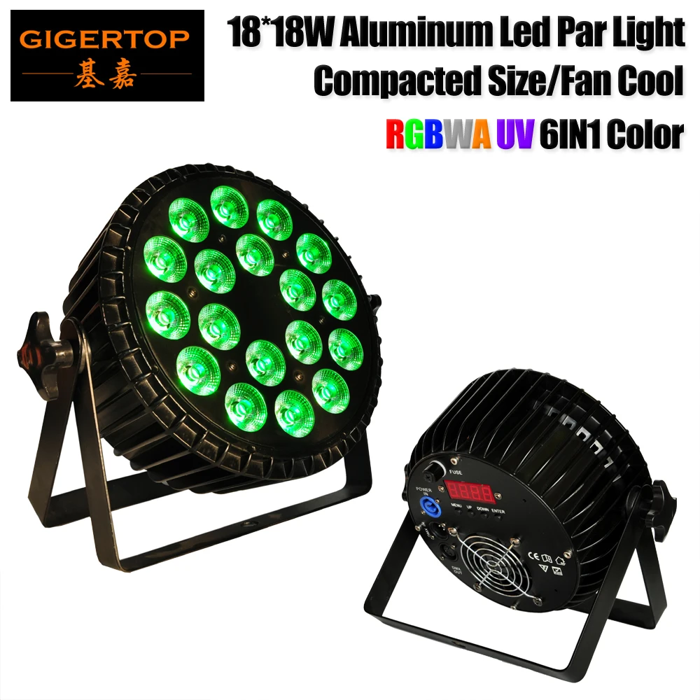Gigertop TP-P64 18x18W Casting Aluminum RGBWA UV 6IN1 Color Led Par Light Fan Cooling System Power Lock Connector IP20 6CH/10CH
Gigertop TP-P64 18x18W Casting Aluminum RGBWA UV 6IN1 Color Led Par Light Fan Cooling System Power Lock Connector IP20 6CH/10CH