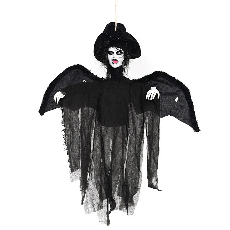 Halloween Hanging Ghost Haunted House Witch Bat man Spider woman Horror Courtyard Club Tree Halloween Electric LED Toys HW01 (4)