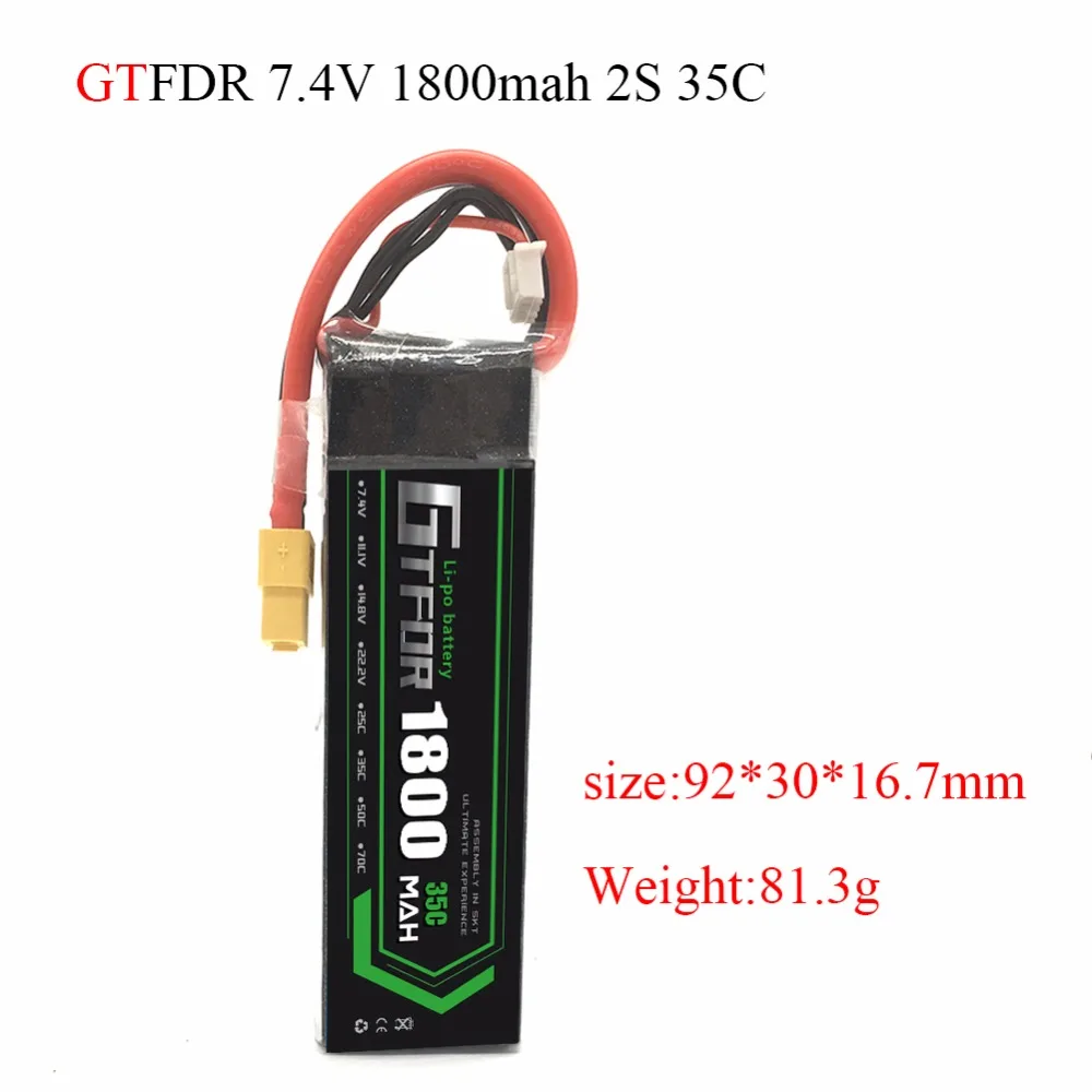 GTFDR RC Battery 1800mAh 35C Max70C 7.4V 2S Lipo Battery for 1/16 Scale Electric Car Helicopter Airplane Wltoys
GTFDR RC Battery 1800mAh 35C Max70C 7.4V 2S Lipo Battery for 1/16 Scale Electric Car Helicopter Airplane Wltoys