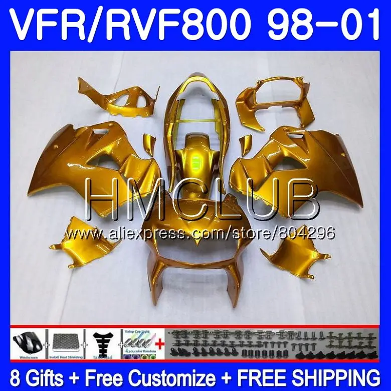 

Body Gloss golden For HONDA VFR800R Interceptor VFR800RR 98 99 00 01 78HM.18 VFR 800RR 800 RR VFR800 1998 1999 2000 2001 Fairing