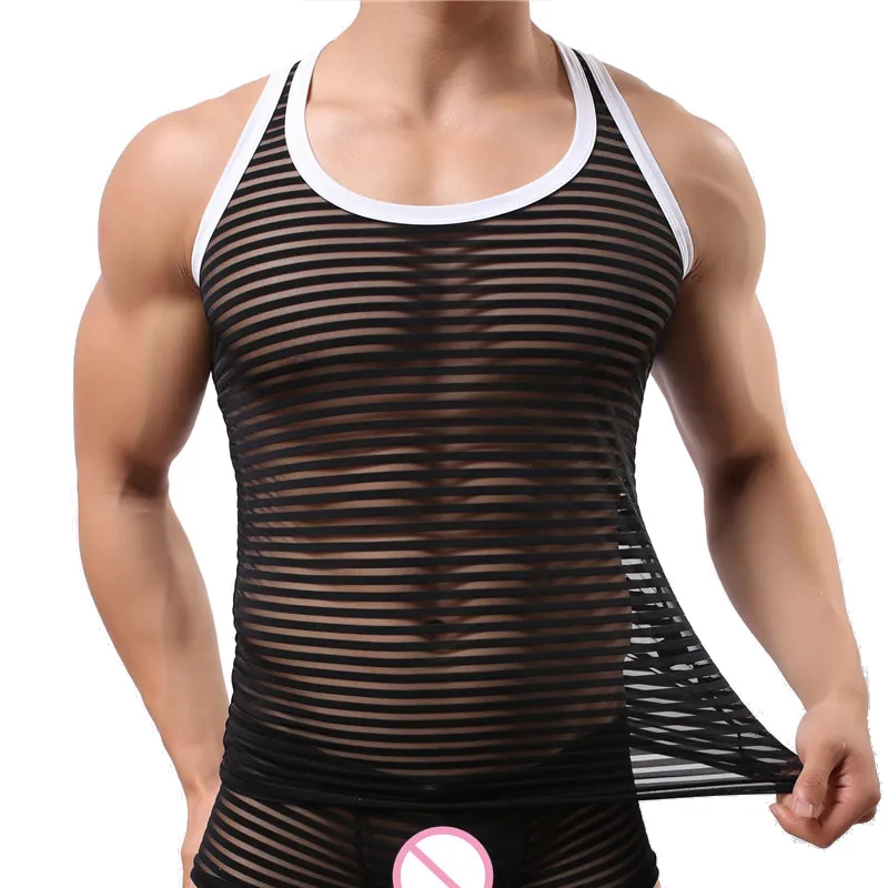 2016 Men Sexy Fun Breathable Striped Tank Tops Undershirts Transparent Mesh Vest New Fashion 6 Colors Not Include Pants M-XL
2016 Men Sexy Fun Breathable Striped Tank Tops Undershirts Transparent Mesh Vest New Fashion 6 Colors Not Include Pants M-XL