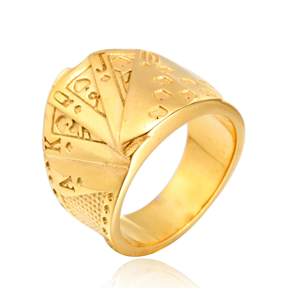 Stainless steel gold with the same paragraph flush poker finger ring men and women gambling god wish you good luck seal ring
Stainless steel gold with the same paragraph flush poker finger ring men and women gambling god wish you good luck seal ring