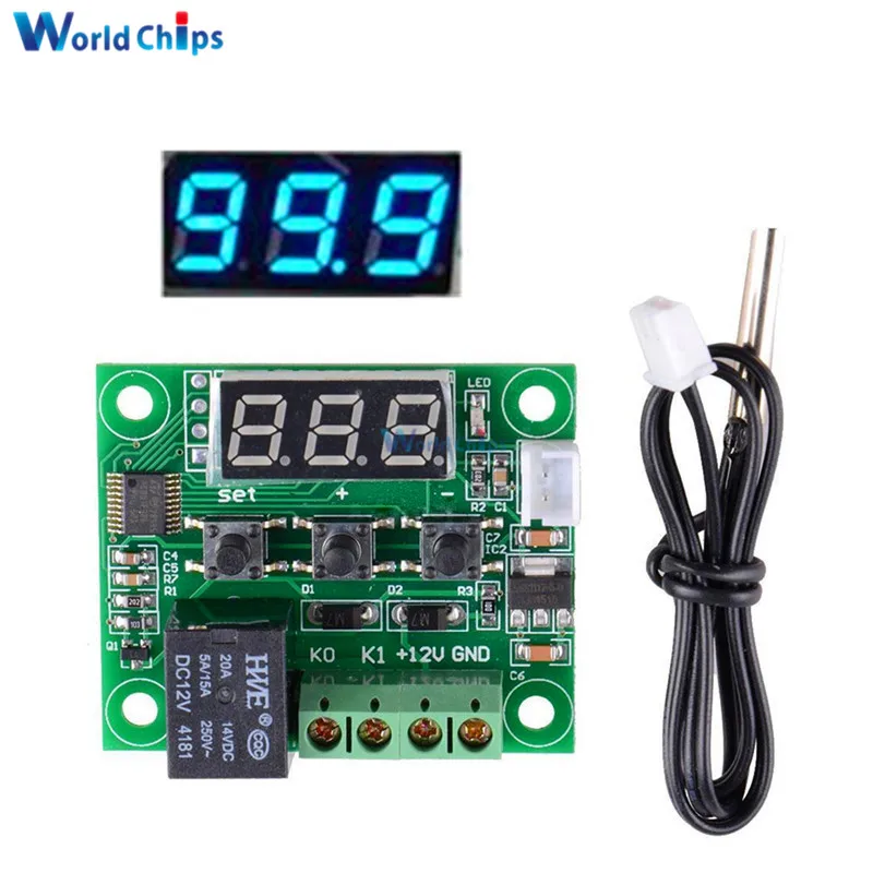 W1209 LED Digital Thermostat Temperature Control Thermometer Thermo Controller Switch Module DC 12V Waterproof NTC Sensor Blue
W1209 LED Digital Thermostat Temperature Control Thermometer Thermo Controller Switch Module DC 12V Waterproof NTC Sensor Blue