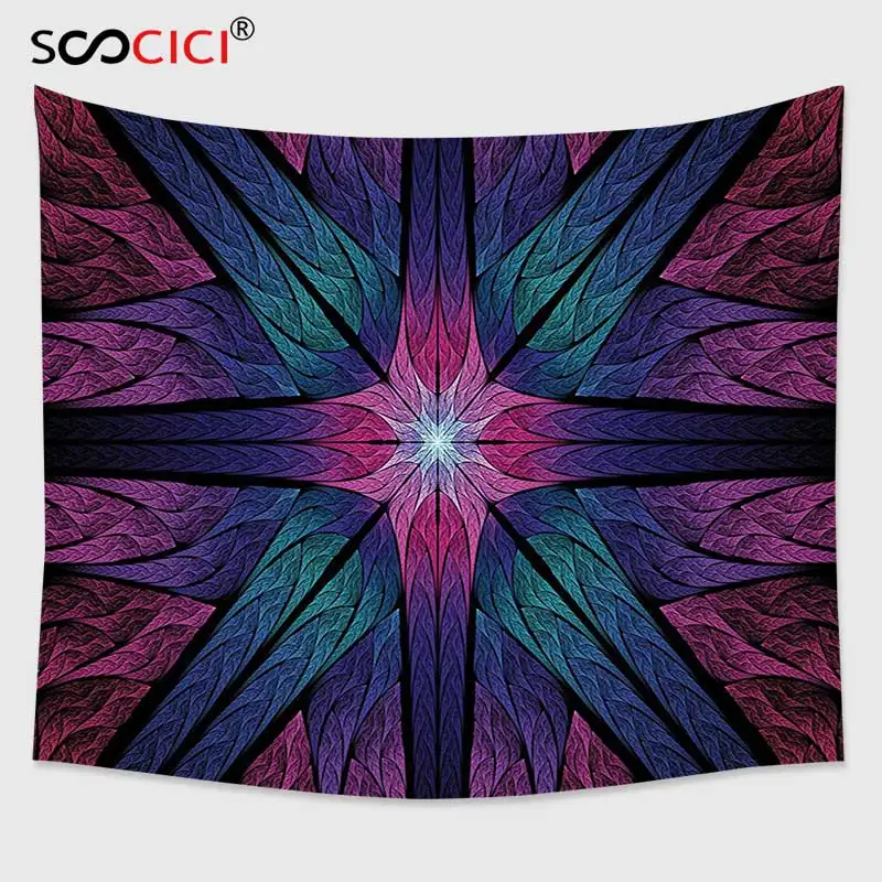 Cutom Tapestry Wall Hanging,Fractal Psychedelic Colorful Sacred Symmetrical Stained Glass Figure Vibrant Artsy Design Plum
Cutom Tapestry Wall Hanging,Fractal Psychedelic Colorful Sacred Symmetrical Stained Glass Figure Vibrant Artsy Design Plum