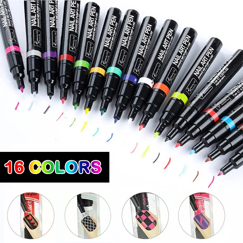 Contigo 16Pcs/lot Nail Polish Pen DIY 3D Paint Painting Decoration Nail Art Pens Colorful 2018 New Manicure Nails Design Tools
Contigo 16Pcs/lot Nail Polish Pen DIY 3D Paint Painting Decoration Nail Art Pens Colorful 2018 New Manicure Nails Design Tools