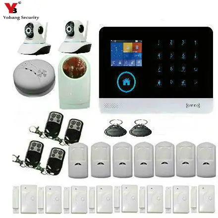 

Yobang Security WIFI 4.3"Touch keypad Home GSM Alarm System IP Camera Door/window sensor Wireless Siren Android IOS APP Control