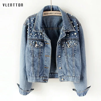 Women Basic coats Spring And Autumn Denim Jacket 2019 Vintage Pearl Beaded Long Sleeve Slim Female Jeans Coat jaqueta feminina
Women Basic coats Spring And Autumn Denim Jacket 2019 Vintage Pearl Beaded Long Sleeve Slim Female Jeans Coat jaqueta feminina
