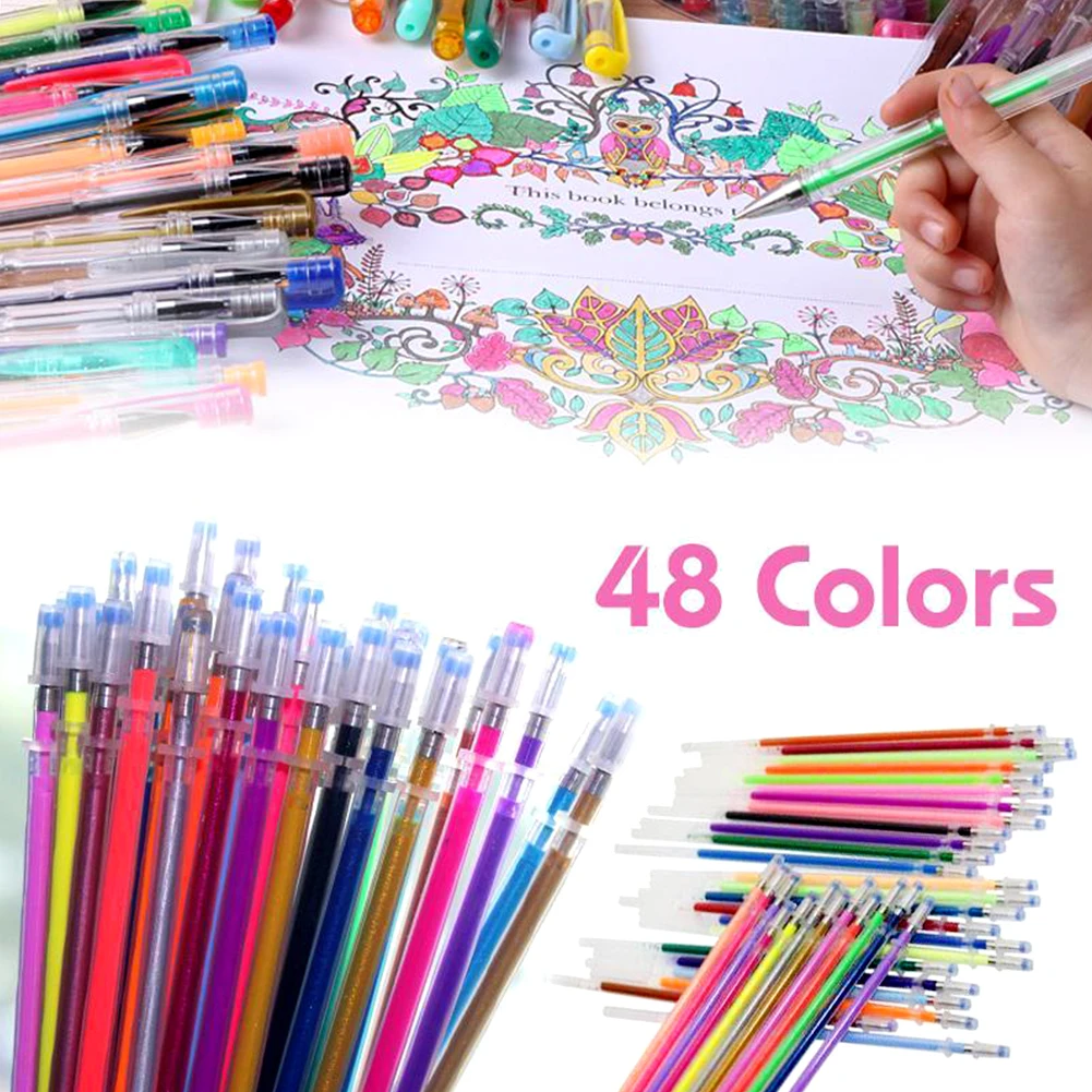 48 Colors/Set Gel Pens Glitter Coloring Replacement Pen Refill Drawing Painting Craft Markers Stationery Writing Tool 
48 Colors/Set Gel Pens Glitter Coloring Replacement Pen Refill Drawing Painting Craft Markers Stationery Writing Tool