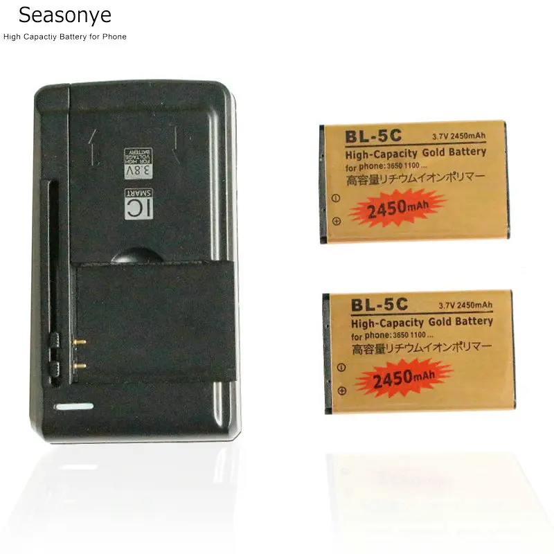 Seasonye 2x 2450mAh BL-5C BL5C BL 5C Gold Replacement Battery + Universal Charger For Nokia C2-06 C2-00 X2-01 1100 6600 1000
Seasonye 2x 2450mAh BL-5C BL5C BL 5C Gold Replacement Battery + Universal Charger For Nokia C2-06 C2-00 X2-01 1100 6600 1000