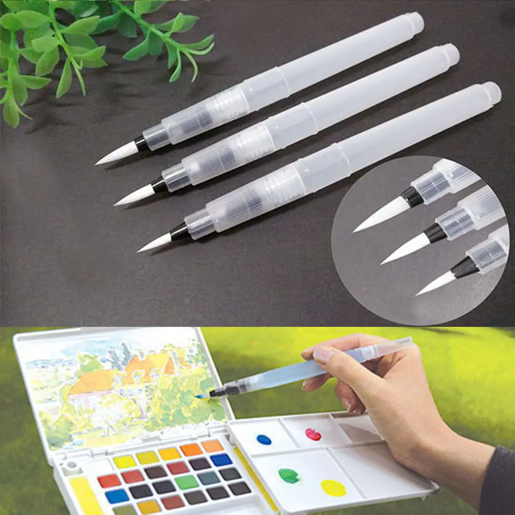 3pcs/set Drawing Painting Illustration Pen Refillable Water Brush Ink for Color Calligraphy Writing Supplies 3 sizes | Канцтовары для