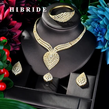 HIBRIDE Fashion Luxury Design Gold Color Women Bridal Jewelry Set Dress Necklace Earring Jewelry Set For Party Gits N-884
HIBRIDE Fashion Luxury Design Gold Color Women Bridal Jewelry Set Dress Necklace Earring Jewelry Set For Party Gits N-884