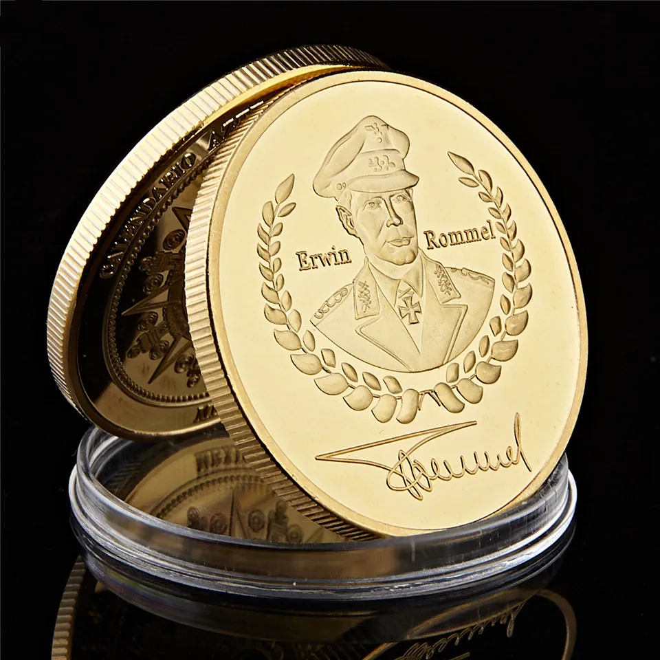 

DHL free shipping 100pcs/lot, 24k gold plated 1oz german coin, Commander Erwin Rommel War Coin, 1 Oz 999 Gold clad Coin