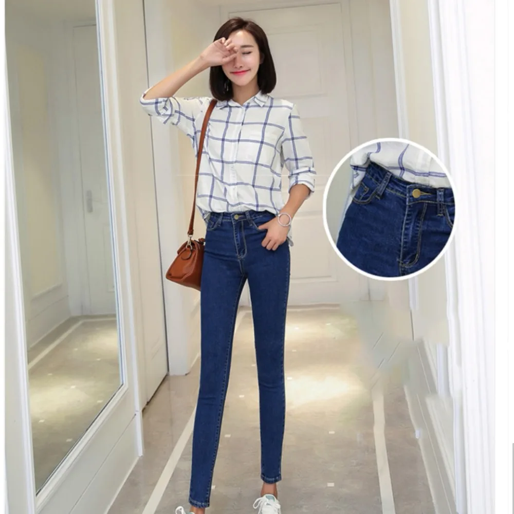 Women's new blue Korean version 2018 spring and autumn style tight comfortable elastic cotton high waist slimming clothing
Women's new blue Korean version 2018 spring and autumn style tight comfortable elastic cotton high waist slimming clothing