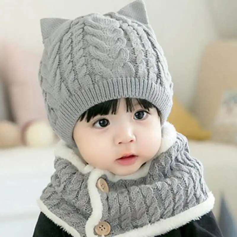 Cute Cat Ears Winter Hat Scarf Set For Kids Soft Thicken Warm Crochet Knitted Beanie Cap Neck Warmer Boys Girls Bonnet Hat
Cute Cat Ears Winter Hat Scarf Set For Kids Soft Thicken Warm Crochet Knitted Beanie Cap Neck Warmer Boys Girls Bonnet Hat