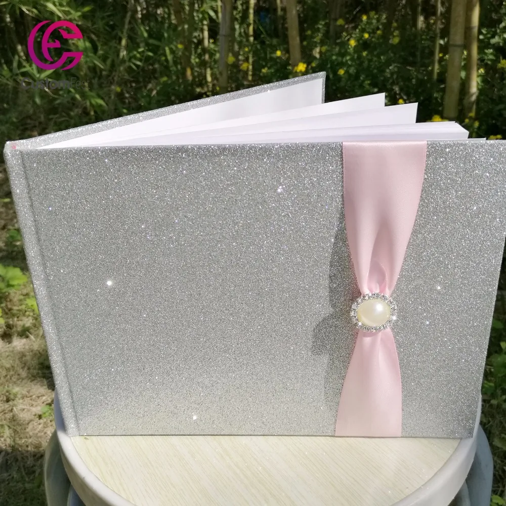 Free shipping Wedding bridal shower birthday glitter cover with satin ribbon and brooch decoration guestbook
Free shipping Wedding bridal shower birthday glitter cover with satin ribbon and brooch decoration guestbook