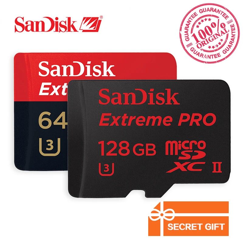 

SanDisk Memory Card Extreme Pro microSDXC UHS-II Class10 C10 U3 275MB/S 64GB 128GB TF Card 4K UHD USB 3.0 Reader Include SDSQXPJ