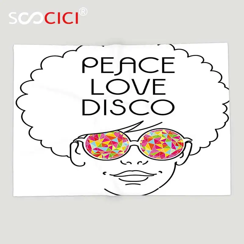 Custom Soft Fleece Throw Blanket 70s Party Decorations Drawing of a Girl with Afro Hair and Kaleidoscopic Glasses Hippie
Custom Soft Fleece Throw Blanket 70s Party Decorations Drawing of a Girl with Afro Hair and Kaleidoscopic Glasses Hippie
