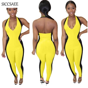 Halter Bodycon Jumpsuits And Rompers For Women 2019 Summer Backless Bandage Bodysuit Patchwork Sexy Midi Deep V Neck Mono Mujer
Halter Bodycon Jumpsuits And Rompers For Women 2019 Summer Backless Bandage Bodysuit Patchwork Sexy Midi Deep V Neck Mono Mujer