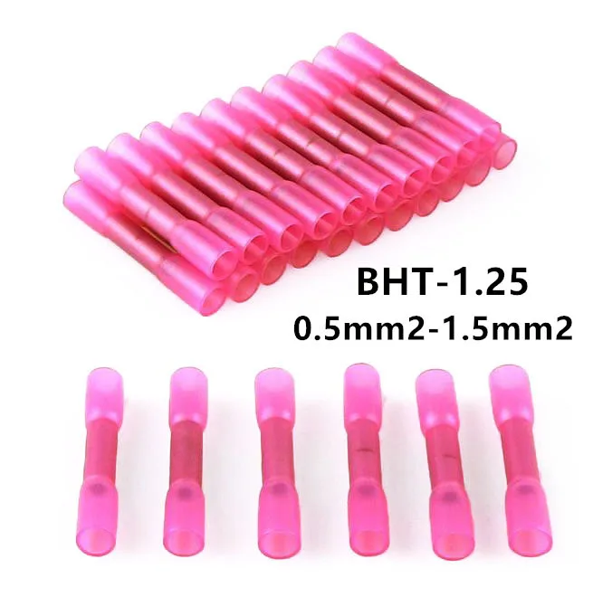 BHT1.25 RED Insulated Heat Shrink Butt Wire Electrical Crimp Terminal Connector for 18-22AWG, 0.5-1.5mm2 wires Joints
BHT1.25 RED Insulated Heat Shrink Butt Wire Electrical Crimp Terminal Connector for 18-22AWG, 0.5-1.5mm2 wires Joints
