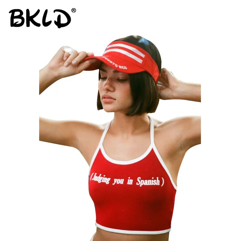 BKLD 2018 Sexy Women Crop Tops Vest Backless Sleeveless Halter Tank Tops Letters (judging you in Spanish) Printed Tank Tops
BKLD 2018 Sexy Women Crop Tops Vest Backless Sleeveless Halter Tank Tops Letters (judging you in Spanish) Printed Tank Tops