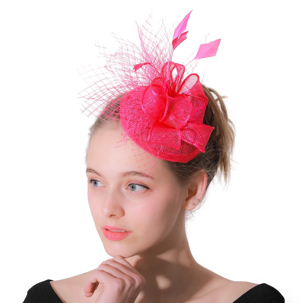 Womens Hair Accessories Fascinator party hats Hot pink Bridal Veils Hair Ornaments Headwear Elegant Ladies Race Headdress XMF116
Womens Hair Accessories Fascinator party hats Hot pink Bridal Veils Hair Ornaments Headwear Elegant Ladies Race Headdress XMF116