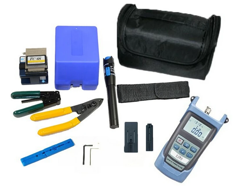 10 In 1 FTTH Fiber Optic Tool Kit with FC-6S Fiber Cleaver and Optical Power Meter 10Mw Visual Fault Locator Wire stripper
10 In 1 FTTH Fiber Optic Tool Kit with FC-6S Fiber Cleaver and Optical Power Meter 10Mw Visual Fault Locator Wire stripper
