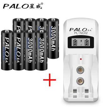 

Hot Sale Original PALO NiCd NiMh LCD Smart Intelligent Battery Charger For AA AAA 9V 6F22 With 8Pcs 1.2V AA Rechargeable Battery
