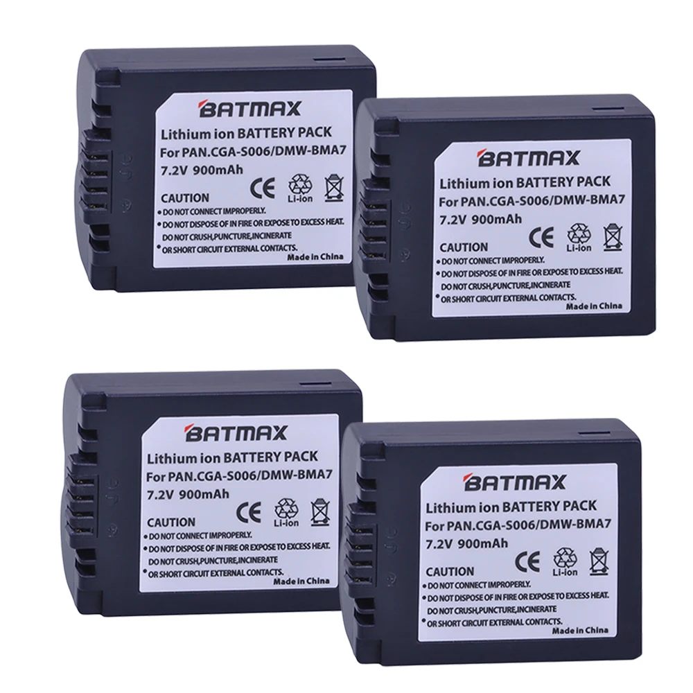 Batmax 4 шт. CGA-S006 CGR CGA S006E S006 S006A BMA7 литий-ионная батарея для камеры Panasonic DMC FZ7 FZ8 FZ18 FZ28 FZ30 FZ35 FZ38
Batmax 4 шт. CGA-S006 CGR CGA S006E S006 S006A BMA7 литий-ионная батарея для камеры Panasonic DMC FZ7 FZ8 FZ18 FZ28 FZ30 FZ35 FZ38