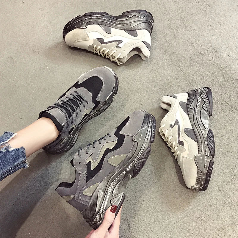 Leather retro dirty Women Chunky sneakers 2019 spring fashion Vintage platform Women trainers shoes with thick soles NY-23
Leather retro dirty Women Chunky sneakers 2019 spring fashion Vintage platform Women trainers shoes with thick soles NY-23