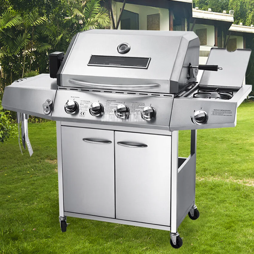 2019 Gas Barbecue Gril Four Burners Sider Burner Commercia Outdoor