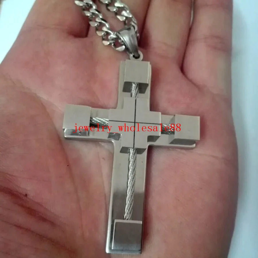 18''-32'' Men's Necklace 316L Stainless Steel Silver 5mm Curb Chain Link Necklace Large Religious Cross Pendant Heavy
18''-32'' Men's Necklace 316L Stainless Steel Silver 5mm Curb Chain Link Necklace Large Religious Cross Pendant Heavy