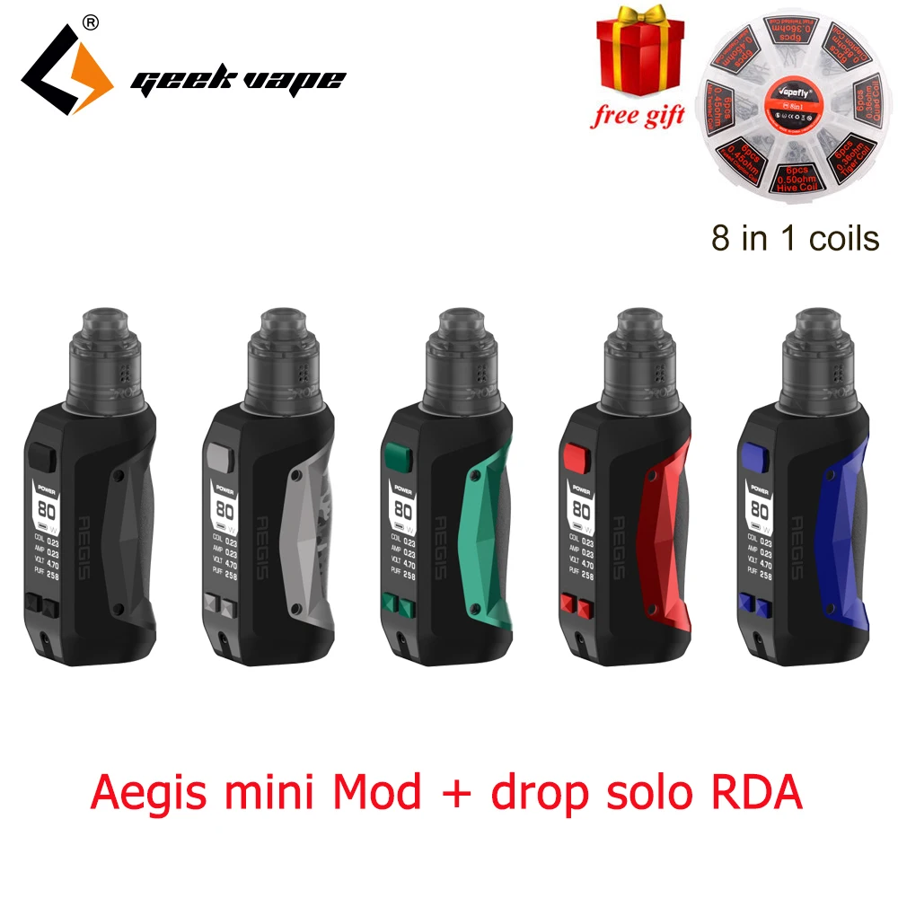 Original Geekvape Aegis Mini kit 80W mod with drop solo RDA 2200mah built-in battery Electronic cigarette kit VS aegis legend
Original Geekvape Aegis Mini kit 80W mod with drop solo RDA 2200mah built-in battery Electronic cigarette kit VS aegis legend