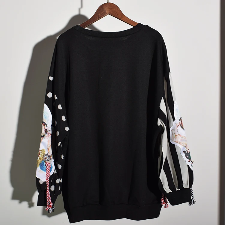 FREE SHIPPING Black Harajuku Hoodie Patchwork Print JKP4369 FREE SHIPPING Black Harajuku Hoodie Patchwork Print JKP4369