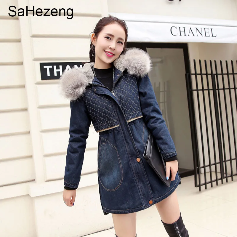 SaHezeng Women Winter Denim Jacket Coats Thick Warm 2017 Blue Jeans Ladies Slim Cotton Padded Fur Hooded Jackets Outerwear J22-1
SaHezeng Women Winter Denim Jacket Coats Thick Warm 2017 Blue Jeans Ladies Slim Cotton Padded Fur Hooded Jackets Outerwear J22-1