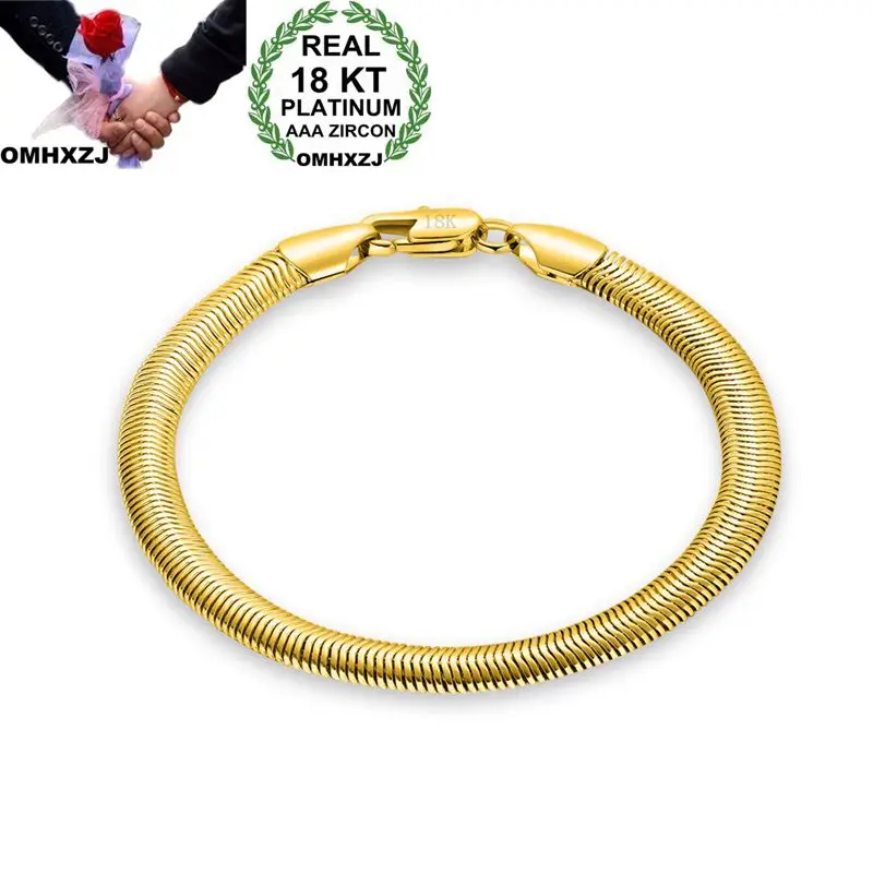 OMHXZJ Wholesale Personality Fashion OL Woman Girl Party Wedding Gift Gold Flat Snake Chain 18KT Gold Bracelet BR135
OMHXZJ Wholesale Personality Fashion OL Woman Girl Party Wedding Gift Gold Flat Snake Chain 18KT Gold Bracelet BR135