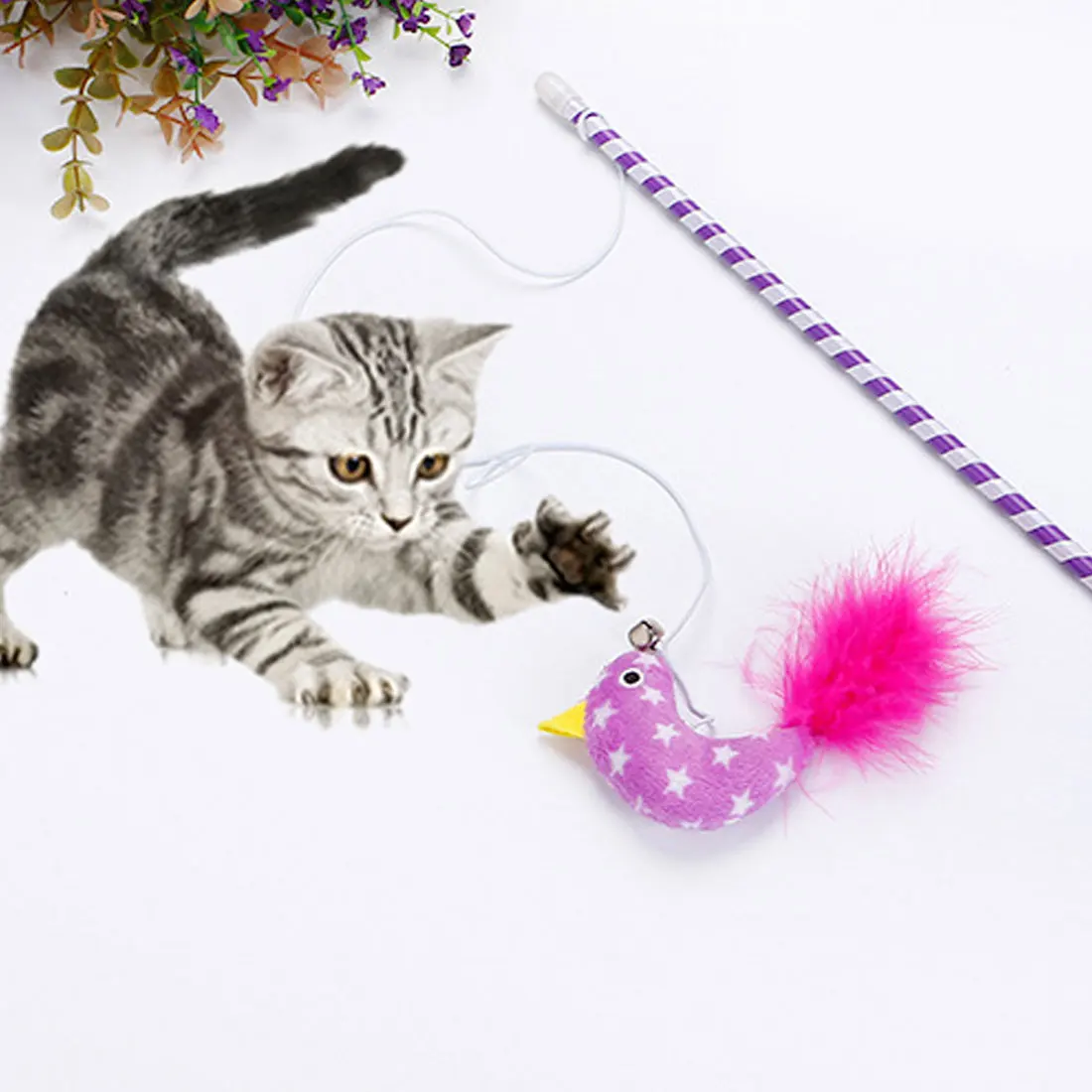 1PC Funny Colorful Feather Rod Teaser Cat Toys Wand Plastic Pet Toys for Cats Interactive Stick Cat Supplies
1PC Funny Colorful Feather Rod Teaser Cat Toys Wand Plastic Pet Toys for Cats Interactive Stick Cat Supplies