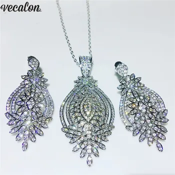 vecalon Female Luxury Jewelry Sets White Gold Filled Pave AAAAA CZ Wedding Engagement Earrings Necklace For Women Bridal Gift
vecalon Female Luxury Jewelry Sets White Gold Filled Pave AAAAA CZ Wedding Engagement Earrings Necklace For Women Bridal Gift