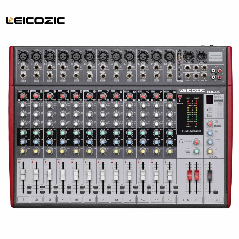 Leicozic 12-channel Professional audio mixer BX-12 audio mixing console digital mixing console effects processor USB DJ Mixer
Leicozic 12-channel Professional audio mixer BX-12 audio mixing console digital mixing console effects processor USB DJ Mixer